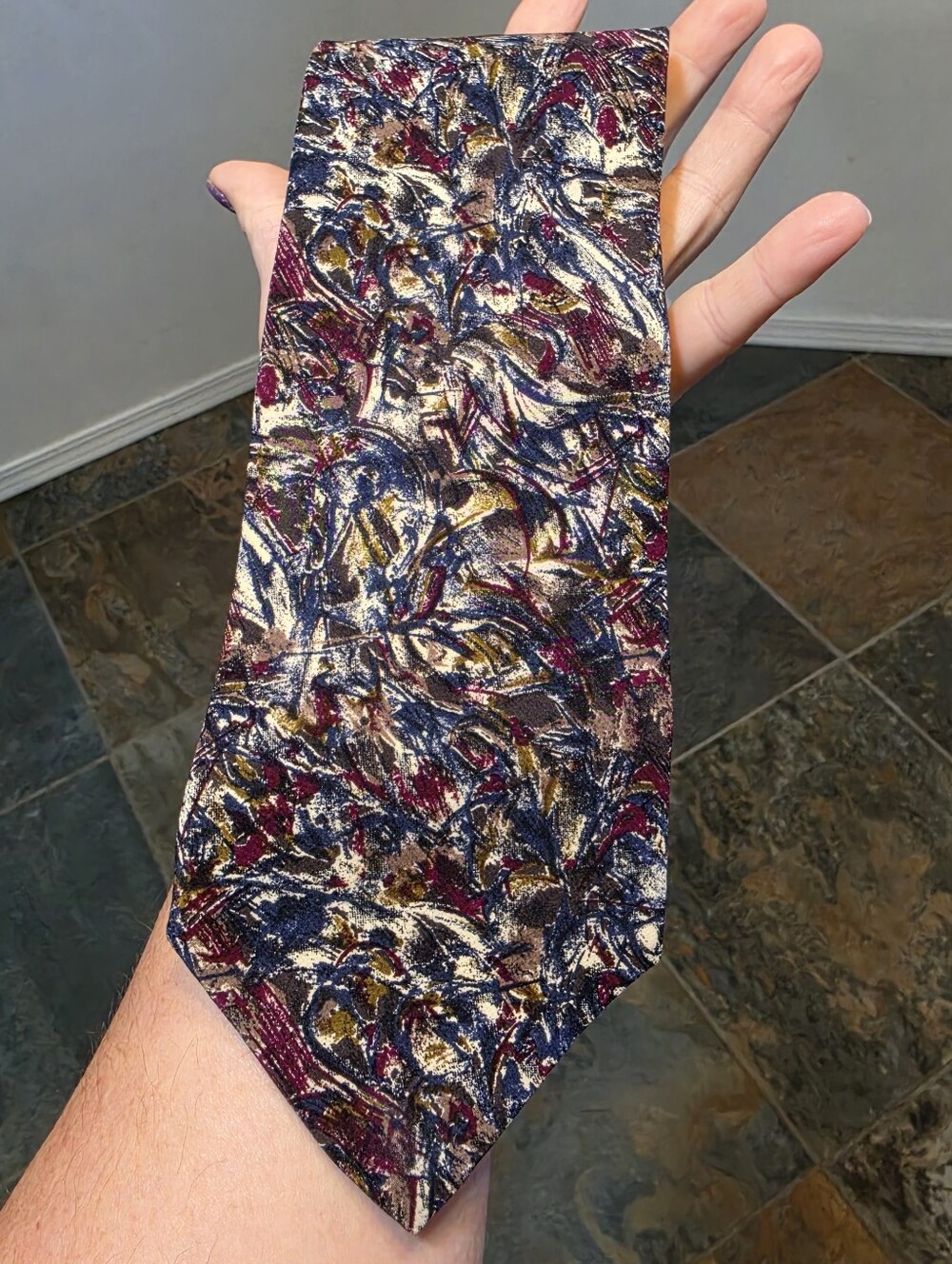 Vintage Christian Dior Monsieur Abstract Painterly Silk Tie - Picture 2 of 5